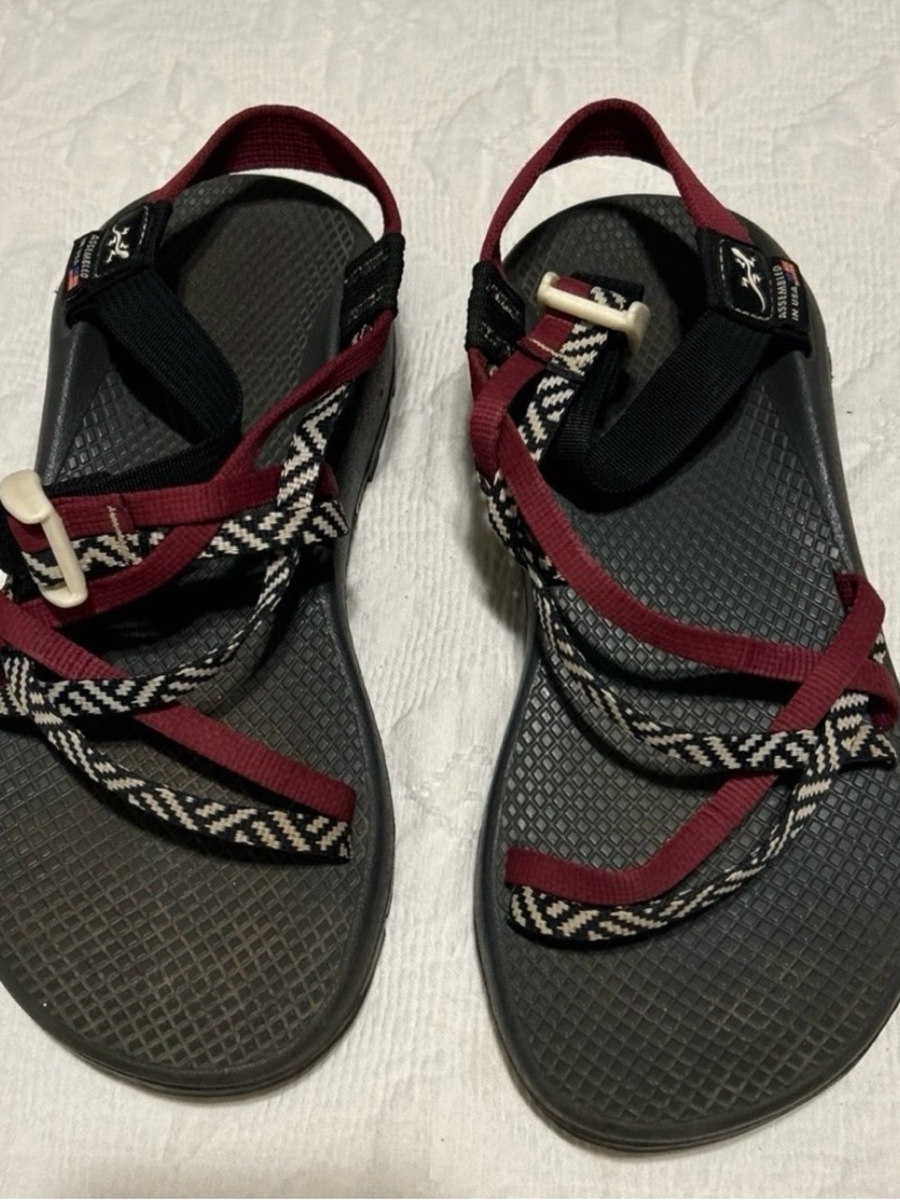 Chaco Sandas, Size W8, Color Wine, Black, White.l, Good Condition.